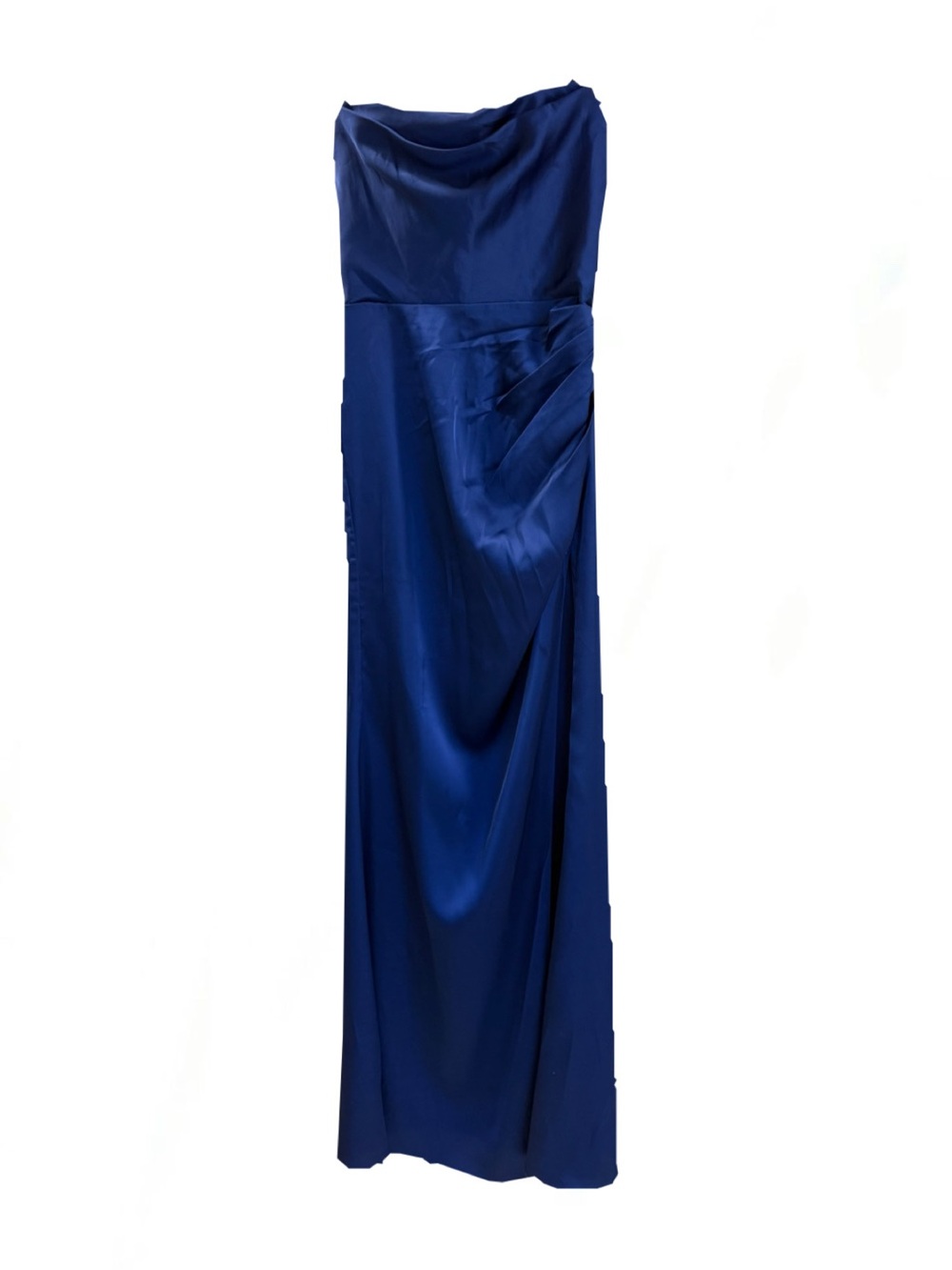 Azazie Royal Blue Cowl Neck Satin Maxi Dress